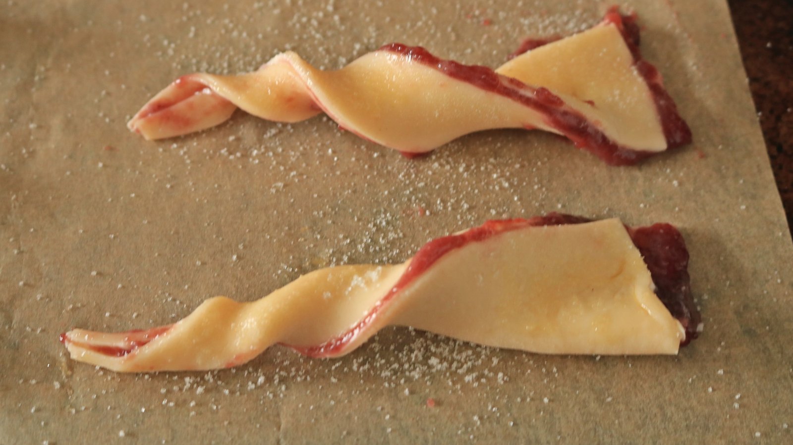 Close up of pastry twists.